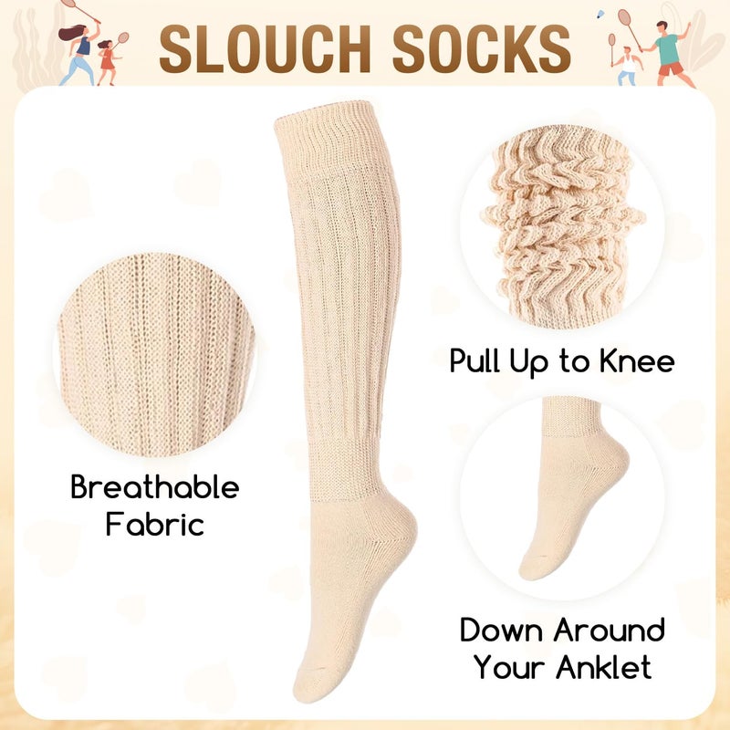 Zmart Women Slouch Socks - Cozy Scrunch Socks, 80s Style in White, Black, Orange & Cream - Image 4
